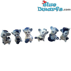 Set de 6 ratones – Pintados a mano – Delft Blauw – Cerámica – 6 cm