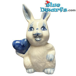 Set de 3 conejos – Pintados a mano – Delft Blauw – Cerámica – 4 x 4 x 8 cm