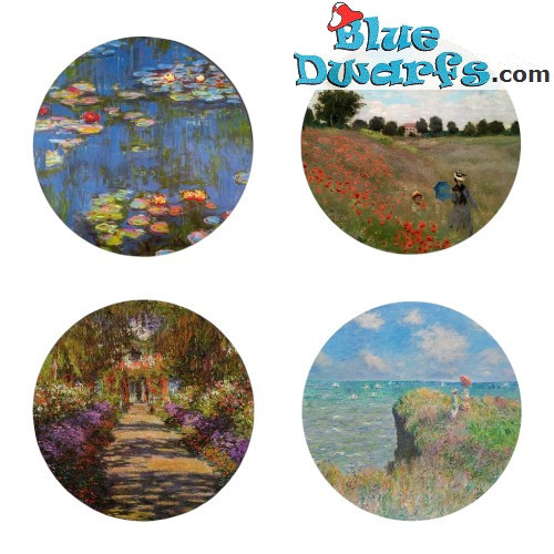 Quattro sottobicchieri con famosi dipinti di Monet - Collezione Claude Monet - Parastone - 10 cm