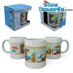 Puffo con Ombrello - Tazza in Ceramica dei Puffi - Accessorio da Cucina dei Puffi - 350 ml