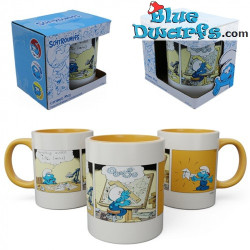 Pitufo Manitas Construyendo un Avión - Taza de Cerámica de Los Pitufos - Menaje de Cocina de Los Pitufos - 350 ml