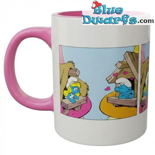 Schtroumpfette et un Schtroumpf Amoureux - Mug en Céramique Les Schtroumpfs - Accessoire de Cuisine Les Schtroumpfs - 350 ml