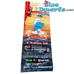Pitufo fortachón con tatuaje - Banner tailandés del musical de los Pitufos – Pieza única – Poliéster – 2016 – 160 x 60 cm