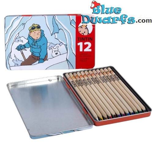 Tintin au Tibet - Boîte Métallique Tintin avec 12 Crayons de Couleur - Tintinimaginatio - 11 x 18.5 cm