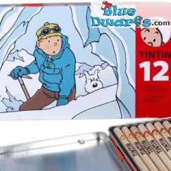 Tintin in Tibet - Astuccio in Metallo Tintin con 12 Matite Colorate - Tintinimaginatio - 11 x 18.5 cm