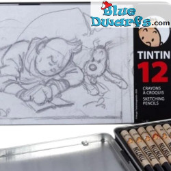 Tintin in Tibet - Tintin Metal Box with 12 Colouring Pencils HB - Tintinimaginatio - 11 x 18.5 cm