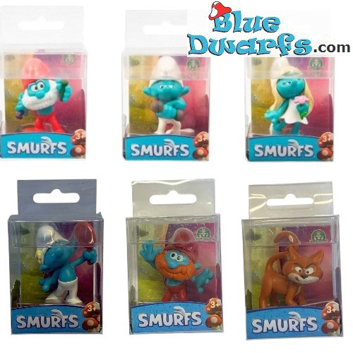 Komplettset mit 6 Schlümpfen - Puf16000 - Schlümpfe in Box - Giochi Preziosi - 7,5 cm