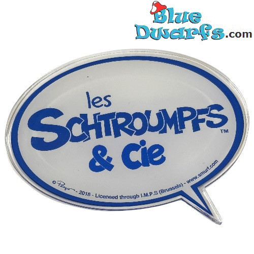 Speech Bubble Shaped Coaster - Les Schtroumpfs & Cie Plastic Logo - Art To Print - 10 x 9 cm