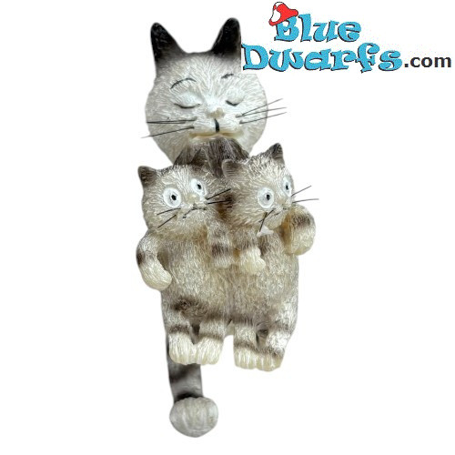 Mommy and Her Kittens - Dubout Cat Figurine - Parastone - 9x18 cm