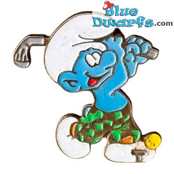 Schtroumpf jouant au golf - Broche en métal - Peyo 1993 IMPS Brussels - 2,5 cm