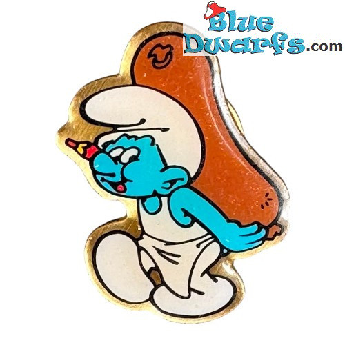 Schtroumpf avec hotdog - Broche en métal - 1992 - Ter Beke - 2,5 cm