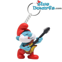 PRE-ORDINE: Grande Puffo con una chitarra – Portachiavi dei Puffi – Figura Plastoy – 2026 – 5,5 cm