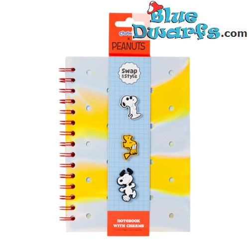 Snoopy & Woodstock Silicone A5 Notebook with a Charm - Snoopy Merchandise - Peanuts - 80 pages