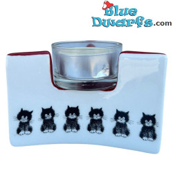 Portavelas triangular Dubout – Gatos en fila – Gato Dubout – Parastone – 6 cm