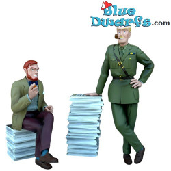 Blake and Mortimer and their stack of albums - Blake & Mortimer - Resin figurine - Plastoy - 25 cm