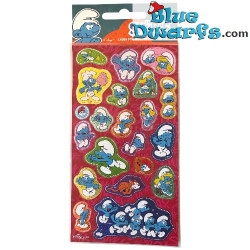 Foglio di Adesivi dei Puffi - Merchandising dei Puffi - 10 x 24 cm