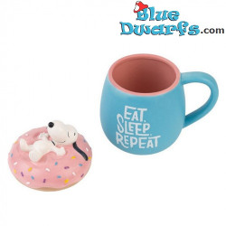 Snoopy auf einem Donut Tasse - Eat, Sleep, Repeat - Snoopy Merchandise - Peanuts - 500 ml