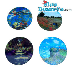 Quattro sottobicchieri con famosi dipinti di Monet - Collezione Claude Monet - Parastone - 10 cm