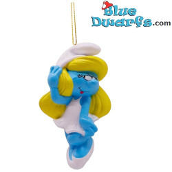 Schlumpfine in einer koketten Pose – Die Schlümpfe 3D-Christbaumanhänger – Polyresin – 8,5 x 6 cm
