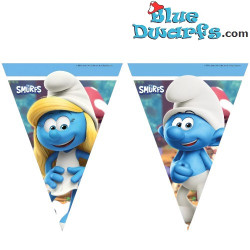 Smurfin & Smurf - Smurfen Papieren Vlaggenlijn - Smurfen Verjaardagsfeest Artikelen - 2,3 m