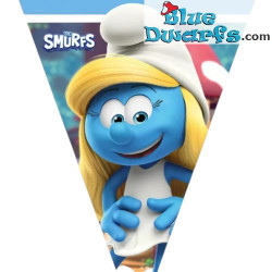 Smurfin & Smurf - Smurfen Papieren Vlaggenlijn - Smurfen Verjaardagsfeest Artikelen - 2,3 m