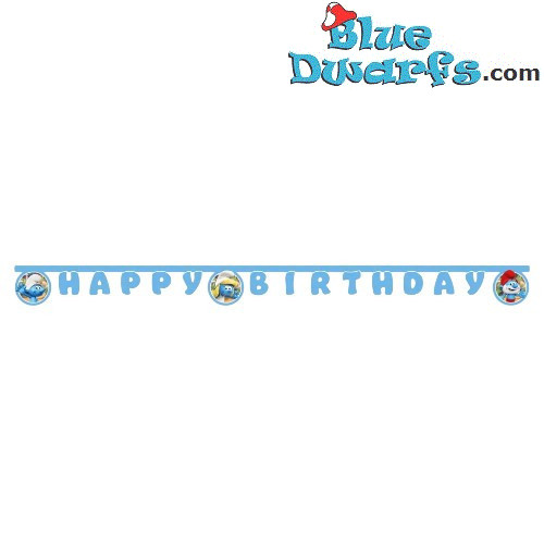 Guirlande "Happy Birthday" Les Schtroumpfs - Décoration d'Anniversaire Les Schtroumpfs - 2 m