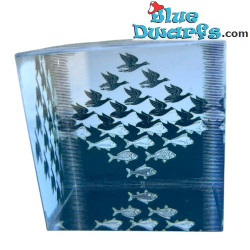 Fermacarte cubico Air and Water – Maurits Cornelis Escher – Collezione QB-Art – Parastone – 6 cm