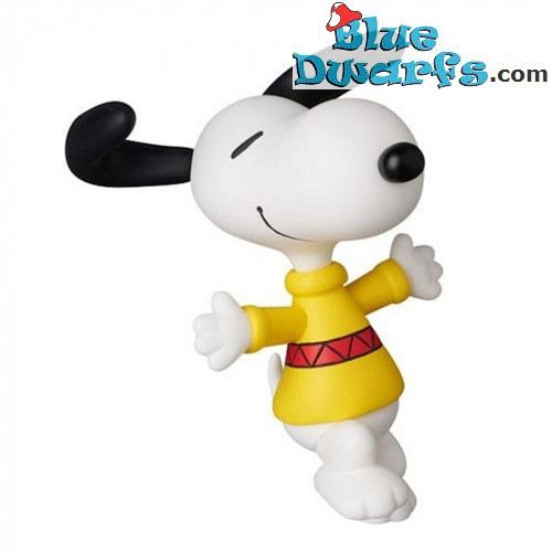 Snoopy con Suéter Amarillo con Raya Roja - Figura de Snoopy - Medicom - Serie 18 - Peanuts - 8 cm