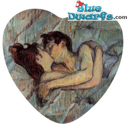 In Bed: The Kiss, Heart Shaped Paper Weight - Henri de Toulouse-Lautrec Art Collection - Parastone - 8 x 2 cm