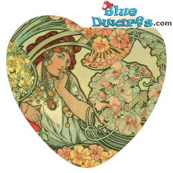 Blossoms, Heart Shaped Paper Weight - Alphonse Mucha Art Collection - Parastone - 8 x 2 cm