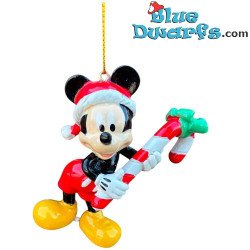 Mickey Mouse avec une canne en sucre d'orge – Mickey et ses amis – Suspension de Noël 3D Disney pour sapin – Polyrésine