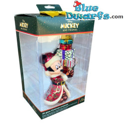 Mickey avec une Pile de Cadeaux – Mickey et ses Amis – Décoration de Noël Disney en Verre pour le Sapin – 18 x 9,5 cm