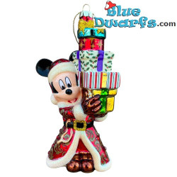 Mickey con un Montón de Regalos – Mickey y sus Amigos – Adorno Navideño de Cristal Disney para el Árbol – 18 x 9,5 cm