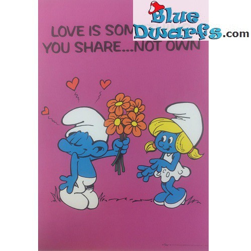 Smurfenposter "Love is something you share...not own" NR. 7616 (49x34 cm/ 1981)