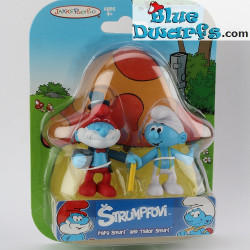 Painter smurf and smurfette *Jakks Pacific * (+/- 7cm)
