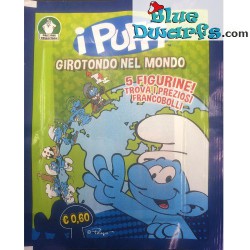 5x smurf sticker *I Puffi Girotondo nel mondo* (+/- 6,5 x 5cm)