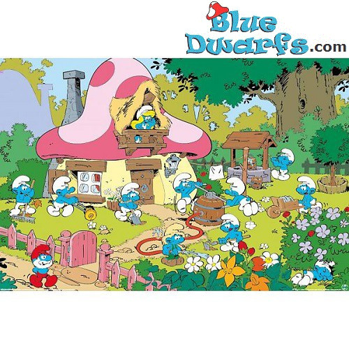 Poster: I puffi, giardino (61x91cm)