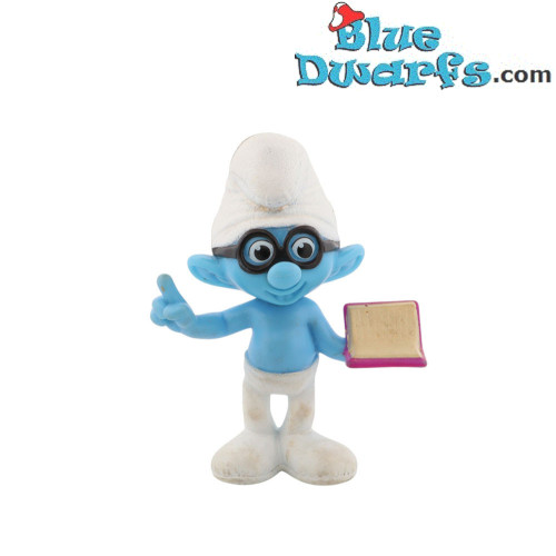 Pitufo filósofo con libro - Figura de plástico - McDonald’s Happy Meal (2013) - 8 cm