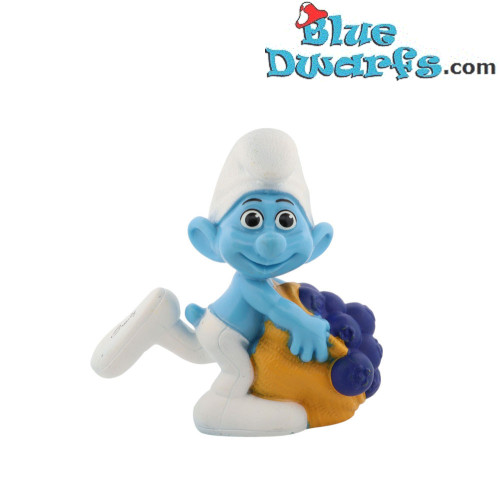 Schtroumpf gourmand avec des baies de schtroumpf - Figurine en plastique - McDonald’s Happy Meal (2011) - 8 cm