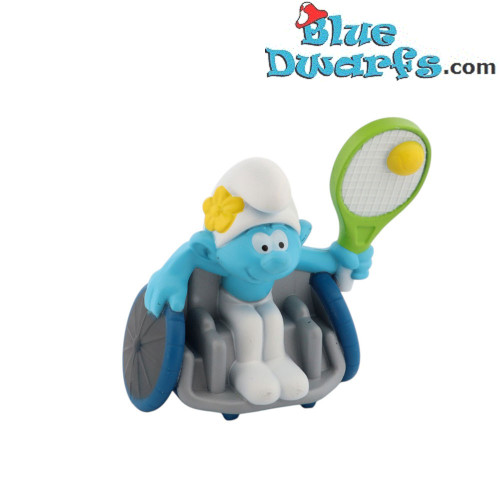 Vanity Smurf in wheelchair playing tennis - Mc Donalds Happy Meal - Schleich - 2024 - 5,5cm
